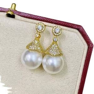 22424 DIY Silver <b>Jewelry</b> Accessories S925 Silver Earnail with 9-15mm Beads Empty <b>Tray</b> Butterfly Buckle 25mm Size - Product Image 1