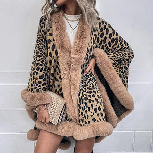 Autunno inverno 2023 <span class=keywords><strong>collo</strong></span> in pelliccia di leopardo maglia <span class=keywords><strong>scialle</strong></span> maglione caldo cappotto <span class=keywords><strong>Cardigan</strong></span> donna - Product Image 2
