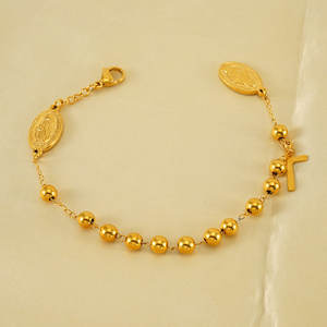 Pulsera y Brazalete de Moda para Mujer, Personalizado, de Lujo, en Acero Inoxidable 316L, Chapado en Oro de 14k y 18k, Brazalete de Rosario para Mujer - Product Image 3