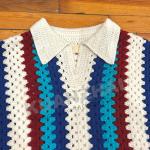 Camicie Casual all'uncinetto da <span class=keywords><strong>uomo</strong></span> con struttura squadrata estiva personalizzata - Product Image 2