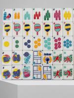 Jeu de Mahjong Américain Moderne en Acrylique Blanc Ivoire à Thème Pickleball, Tuiles de Mahjong Colorées à Motifs Sportifs, Raquette