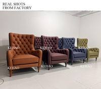 Chaise d'Appoint Vintage en Cuir Tweed Chesterfield Fauteuil Américain Rétro Canapé Loisirs Réception Chaise Boucle Unique Tigre Chaise