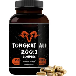 Julyherb Private Label Pure Tongkat Ali Capsule 60 Capsules Per Fles 200:1 30Mg Panax Ginseng Poeder