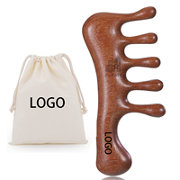 Peigne démêlant en bois à dents larges avec logo personnalisé pour le massage du cuir chevelu, antistatique, pour les locs et le soin du cuir chevelu unisexe