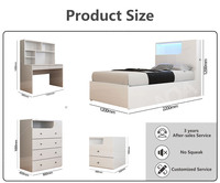 NOVA Suite de chambre à coucher moderne, lit de rangement simple en mélamine blanche, meubles de chambre à coucher d'appartements pour jeunes étudiants, ensembles de 4 pièces