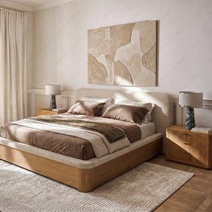 FERLY Solid Oak King <strong>Size</strong> <strong>Bed</strong> <strong>Frame</strong> with Storage Drawers Luxury Velvet Upholstered Headboard Bedroom Furniture Custom Home Hotel - Product Image 2