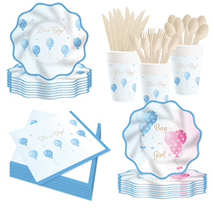 DAMAI - Vajilla Desechable para Fiestas de Revelación de Género de Bebé, Platos y Servilletas de Papel para Baby Shower, Decoraciones para 8 Invitados - Product Image 2