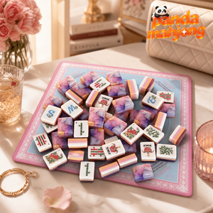 Set di Tessere Mahjong Design Moderno Placcato Oro Viola Lussuoso 160 Tessere in Acrilico Standard da <span class=keywords><strong>Casin</strong></span>ò Logo Personalizzato OEM Resistente all'Acqua Regalo - Product Image 1