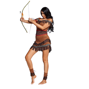 Disfraz de Cazadora India <span class=keywords><strong>Pocahontas</strong></span> para Mujer, Fiesta de Purim, Mardi Gras, TRAD-008 - Product Image 5