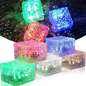 4 LED RGB Solar Outdoor Wasserdichte Eis LED Würfel Licht Solar betriebene Lampe Solar Kristall Ziegel Licht für Deck Pool Garten