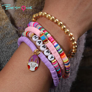 2025 joyería personalizada regalo de Pascua niña Golg pulsera de cuentas pulsera de arcilla con abalorio de huevos - Product Image 2