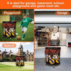 Vente en gros de support de basket-ball roulant intérieur extérieur, organisateur de stockage de balles de sport, chariot à balles avec roues verrouillées - Product Image 5