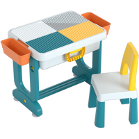 Table de Blocs Multifonctionnelle en Plastique, Ensemble Bureau et Table de Jeu pour Enfants