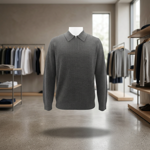 Suéter cárdigan con cremallera para hombre, color gris oscuro, cuello redondo, tejido de punto, manga larga, ropa de invierno. - Product Image 1