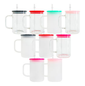Almacén de EE. UU. Venta al <span class=keywords><strong>por</strong></span> <span class=keywords><strong>mayor</strong></span> 17oz taza de café de vidrio sublimable transparente con tapa de plástico PP y pajita para prensa de calor <span class=keywords><strong>por</strong></span> sublimación de tinte - Product Image 6
