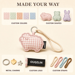 Cute Sheep Bag Charm Gingham Plush Keychain with Braided Rope Wrist Strap for <b>Handbag</b> Purse <b>Backpack</b> Decoration - Product Image 3