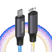 Somostel kabel PD pengisi daya cepat, USB-C kabel tenun tipe-c 27W RGB mengalir cepat