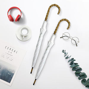 Paraguas Recto de Alta Calidad con Tela Pongee 190T, Impermeable, Resistente al Viento, Mango Curvo de Madera, Apertura Manual, Impresión de Logotipo Personalizado - Product Image 1