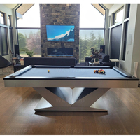 Neue beliebte anpassbare Indoor 9ft 8ft 7ft Billard Drop Pockets Schiefer bett Eiche Finish 3 in 1 Esstisch