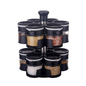 2026 New Lazy Susan Mini Glass Stackable <strong>Rotating</strong> Dustproof <strong>Spice</strong> Jar Set <strong>Rack</strong> for Kitchen Party Use - Product Image 1