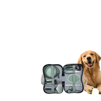 Kit de toilettage pour animaux de compagnie 8-en-1 écologique avec brosse autonettoyante, peigne, gant et bol – Soin portable des poils pour chiens et chats