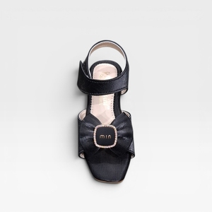 Girls Black Party Wear <b>Sandals</b> with <b>Bow</b> Design Transparent Block Heel Adjustable Ankle Strap Fashion Footwear - Product Image 2