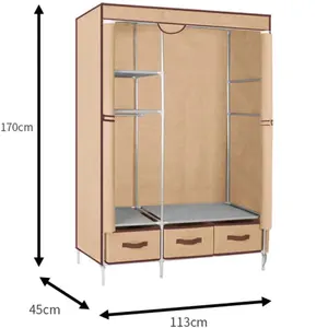 Armoire de rangement en tissu non tissé de grande taille avec 3 tiroirs