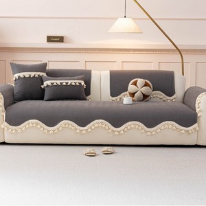 <b>Chenille</b> Sofa Cushion Fishbone Pattern Autumn Tassels Gray Green Dark Brown Light Brown Living Room General Use - Product Image 2