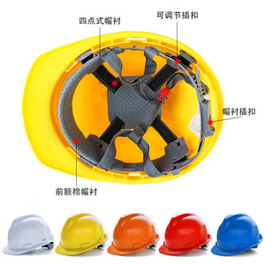 Casco de Seguridad en Forma de V Estándar Nacional, Amarillo, para Obras de Construcción, Protección para la Cabeza, Ajuste con Hebilla y Perilla - Product Image 3