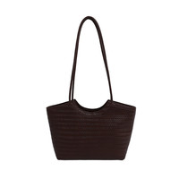 Sac fourre-tout en PU tissé pour femme, collection automne 2025, style français et coréen, polyvalent, sac à bandoulière, idéal pour le travail, le shopping et l'usage quotidien