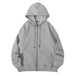 Cardigan à capuche en coton composite pour l'automne et l'hiver, fermeture éclair, pull ample décontracté pour hommes et femmes - Product Image 2