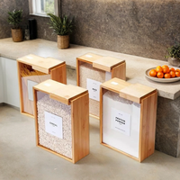 Conteneur de stockage alimentaire rectangulaire en bambou au design moderne pour céréales, riz, farine, collations, bonbons