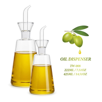 Bouteille Distributrice d'Huile d'Olive en Verre 220ml & 425ml, Carafe à Huile et Vinaigre avec Bec Verseur, Carafe à Huile d'Olive pour Cuisine et Barbecue