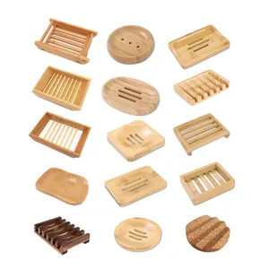 Piring Sabun Bambu Alami untuk Kamar Mandi Shower dengan Kayu Kayu Bar Holder Diri Pengeringan Miring Air Terjun Desain Tray Saver