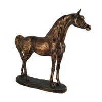 Sculpture de trophée de cheval arabe sauvage en résine de Bronze