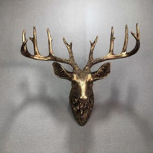 Stag Head Wall Mounted Ornament Large Stags Antlers Aged Reindeer Home Sculpture - View #11