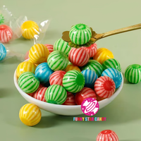 Haute Qualité En Vrac Coloré Boule Forme Confiture Rempli De Pastèque Bubble Gum Bonbons Mélange Saveur De Fruits Bonbons Chewing-gum
