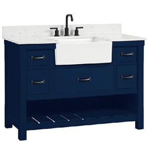 Pièces de rechange gratuites pour la vanité de salle de bain bleu marine de style farmhouse américain et vietnamien - Product Image 3