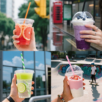 Vente en gros de gobelets en plastique PET pour boissons froides de qualité alimentaire recyclables avec logo personnalisé imprimé, capacité de 12, 16 et 24 oz
