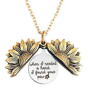 Vintage Inspirational Jewelry Stainless Steel Sunflower Necklace <strong>Locket</strong> with Engraved Hidden Message Pendant