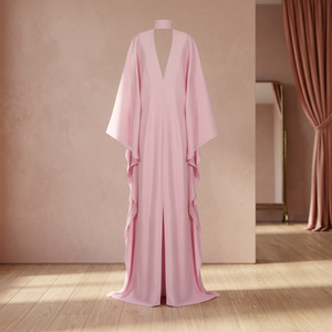 High Quality Pink V-Neck Batwing Sleeve <b>Kaftan</b> Maxi Dress Floor-Length Loose Fit Solid Color <b>Summer</b> Party Style in Wholesale - Product Image 1