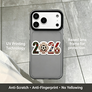 เคสโทรศัพท์ลายกราฟิกฟุตบอลสีเทา ปี 2026 ลายตัวอักษรศิลปะพร้อมลวดลายธงชาติ ป้องกันรอยขีดข่วน สำหรับ <span class=keywords><strong>iPhone</strong></span> 17/15 <span class=keywords><strong>Pro</strong></span> Max & Plus Series - Product Image 2