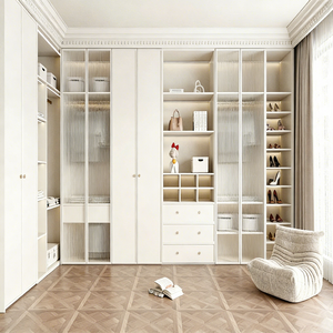 ตู้เสื้อผ้ามินิมอลแบบโรงงานพร้อมไฟ LED ตู้เสื้อผ้าแบบโมดูลลาย<span class=keywords><strong>ไม้</strong></span>สำหรับห้องนอน ตู้เสื้อผ้าแบบวอล์กอินสั่งทำได้ ขายส่ง - Product Image 5