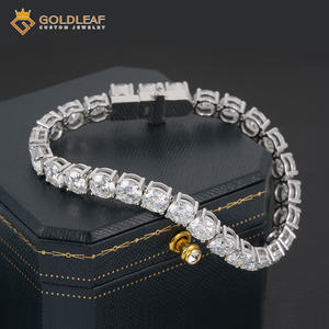 Customized Tennis <b>Chain</b> <b>Moissanite</b> Brilliant Cut Classic Claw Setting Unisex 925 Silver Goldleafgem Wedding Engagement Bracelet - Product Image 4