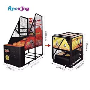 เครื่องบาสเก็ตบอลอาร์เคดแบบพับได้พร้อมห่วงที่เคลื่อนย้ายได้ เครื่องเกมยิงบาสแบบหยอดเหรียญสำหรับสวนสนุกและบ้าน - Product Image 1