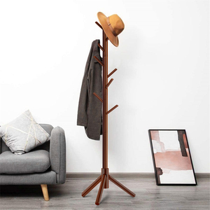 Factory Custom Space Saving Wooden Standing Coat Holder OEM ODM Bespoke Multi Hook Adjustable Non-Folding <b>Storage</b> - Product Image 1