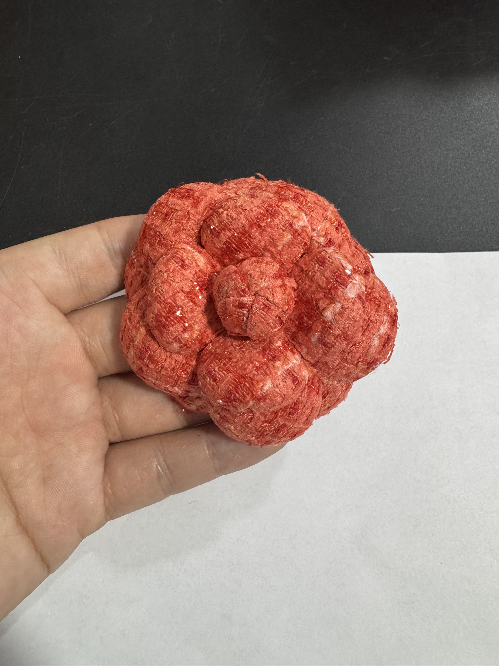 4 deep orange nibugha brooch