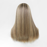 Perruque de cheveux humains Balayage blond cendré avec mèches, perruque frontale en dentelle HD 9x5, perruques lisses avec racines foncées, blond doré, pré-épilée pour femmes