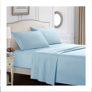 Sábanas de cama de 100% algodón suave para Hotel, juego de fundas de almohada de Color gris, venta al por mayor de fábrica