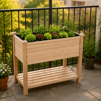 Jardinière surélevée classique 34x18x30 en bois de sapin, bac à plantes extérieur surélevé avec pieds non revêtus pour la culture et le jardinage à domicile